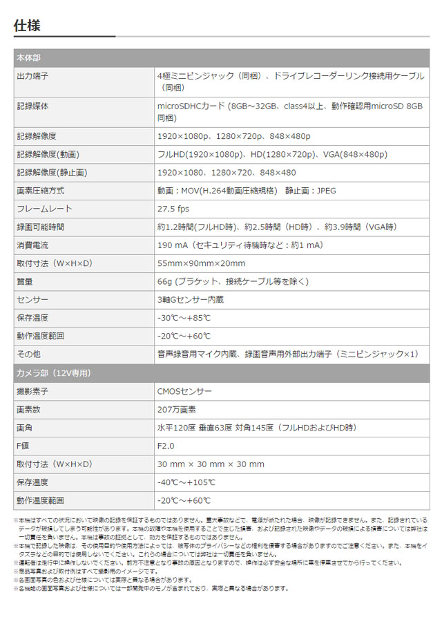 Lisway：パイオニア製カメラ分離型ドライブレコーダー ND-DVR1